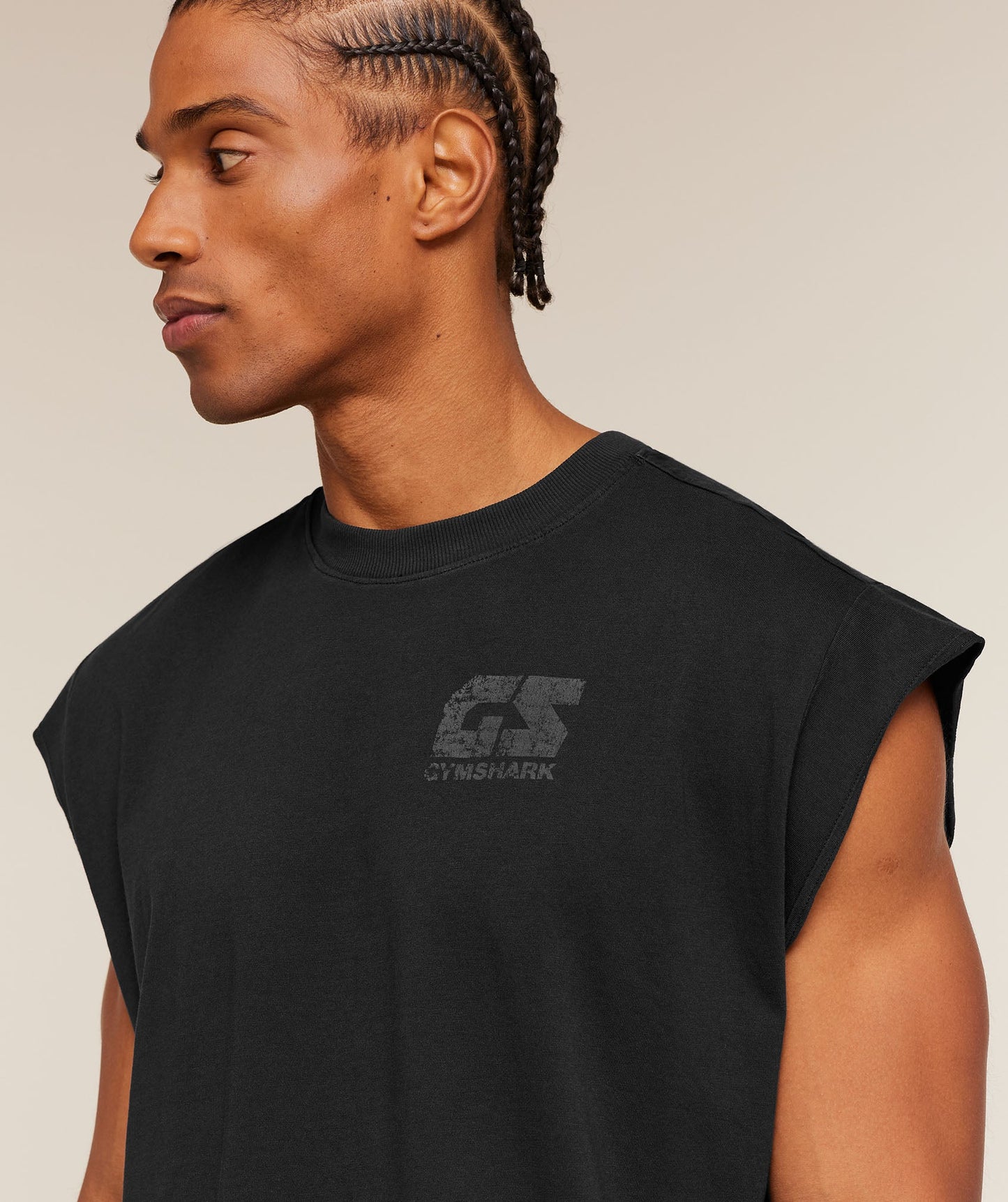 GYMSHARK Accent Capped Sleeve T-Shirt Black