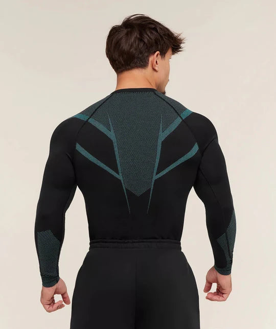 GYMSHARK Onyx 5.0 Seamless Long Sleeve Black/Brand Blue
