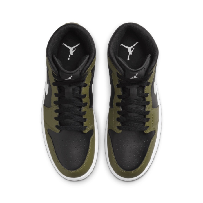 Air Jordan 1 Mid Black White Olive