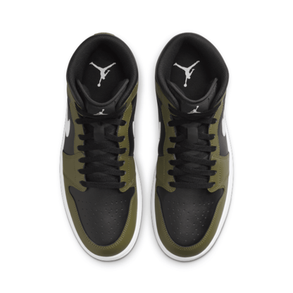 Air Jordan 1 Mid Black White Olive