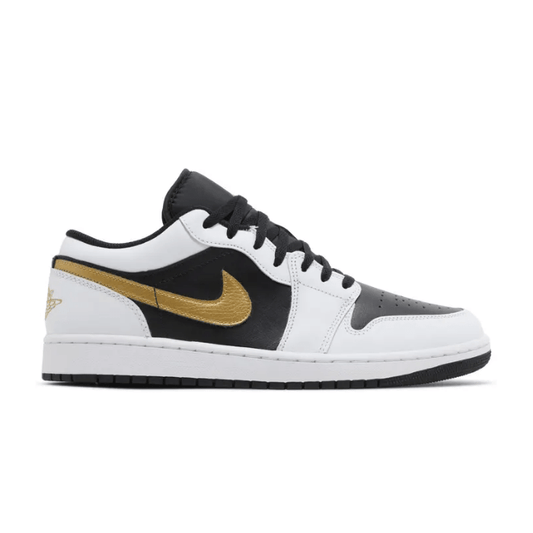 Jordan 1 Low White Black Metallic Gold Swoosh