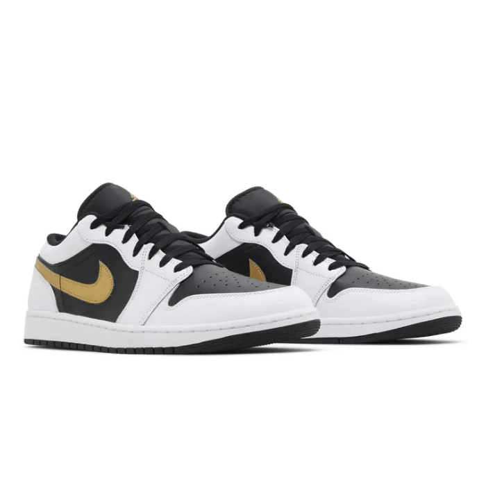 Jordan 1 Low White Black Metallic Gold Swoosh