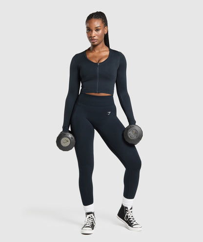 Women's Gymshark Lift Seamless Zip Up Jacket Midnight Blue — Gymshark | Authentic India