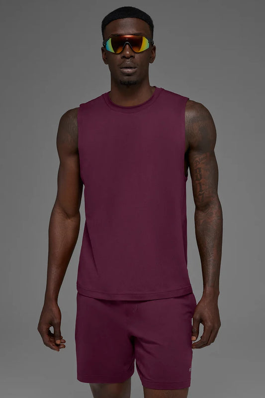 ALO Conquer Muscle Tank - Burgundy