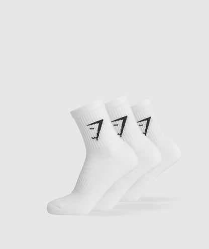 Gymshark Midi 3Pk Socks White