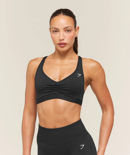 GYMSHARK Ruched Sports Bra 2.0 Black