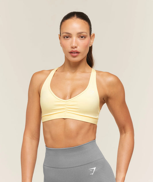 GYMSHARK Ruched Sports Bra 2.0 Butter Yellow