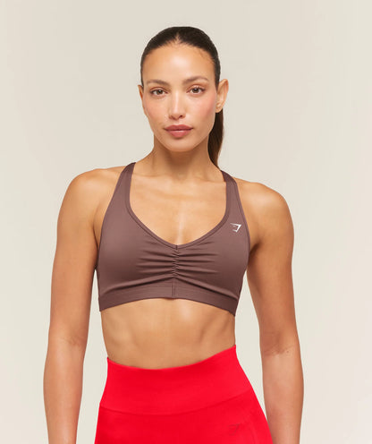 GYMSHARK Ruched Sports Bra 2.0 Espresso Brown