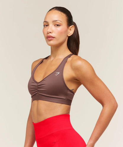 GYMSHARK Ruched Sports Bra 2.0 Espresso Brown