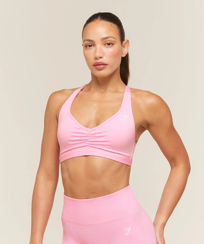 GYMSHARK Ruched Sports Bra 2.0 Poise Pink
