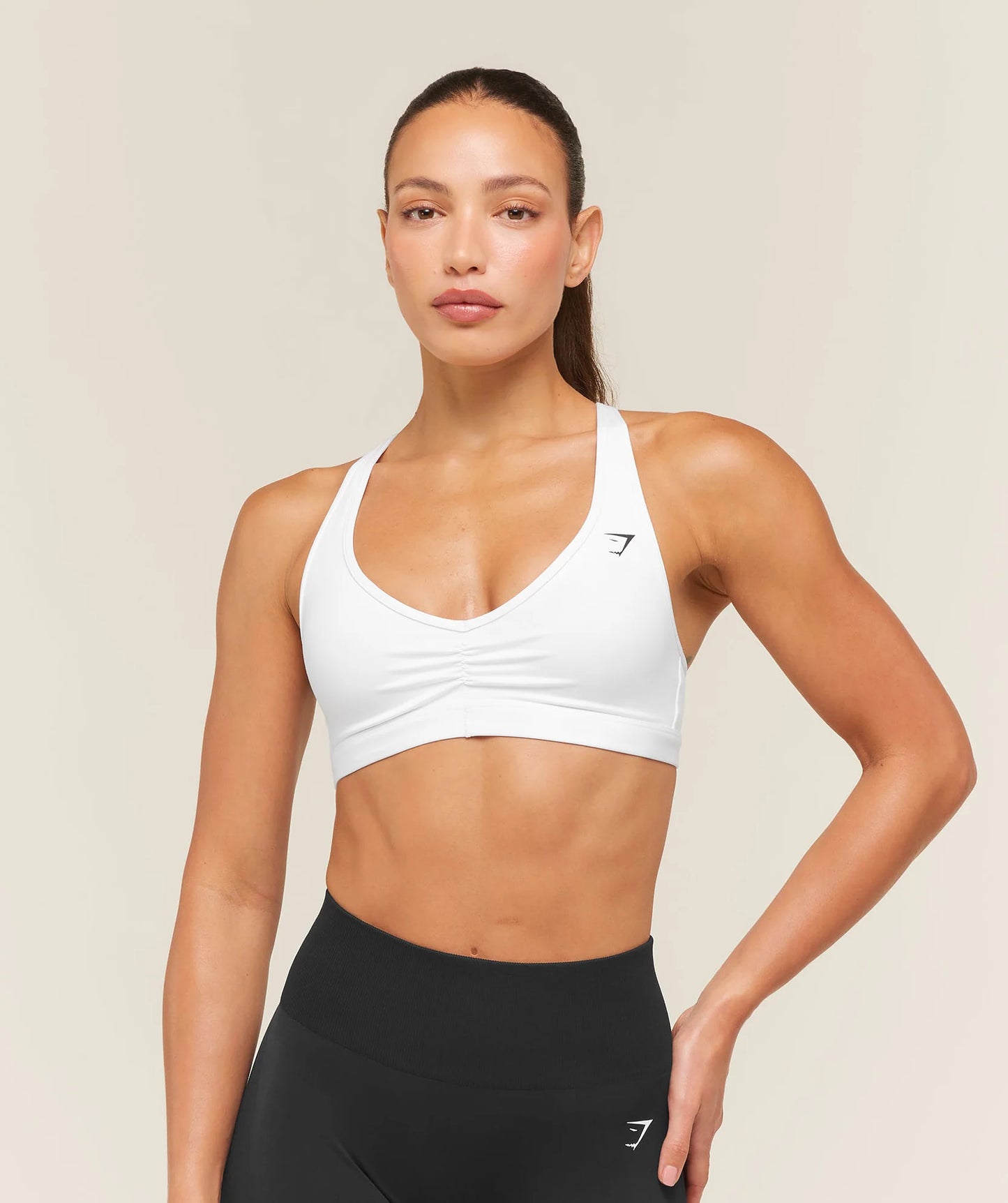 GYMSHARK Ruched Sports Bra 2.0 White