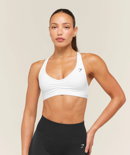 GYMSHARK Ruched Sports Bra 2.0 White