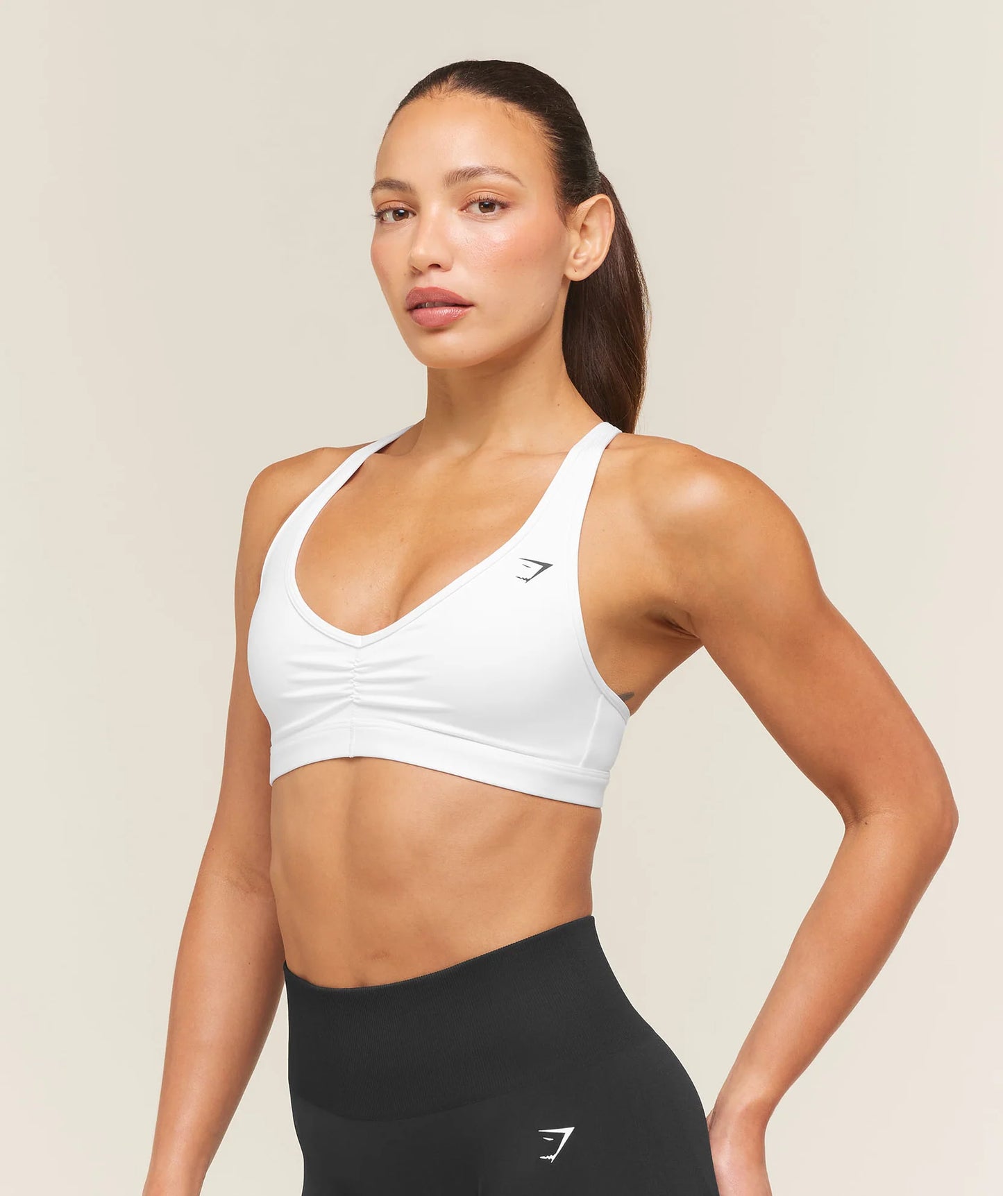 GYMSHARK Ruched Sports Bra 2.0 White