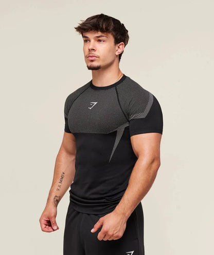 GYMSHARK Onyx 5.0 Seamless T-Shirt Black/Grey