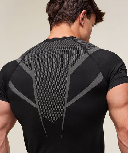 GYMSHARK Onyx 5.0 Seamless T-Shirt Black/Grey