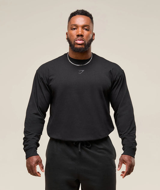 GYMSHARK Power Long Sleeve T-Shirt Black