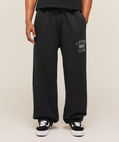 GYMSHARK Retro Collegiate Graphic Wide Leg Pants Black