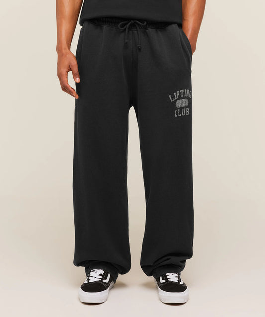 GYMSHARK Retro Collegiate Graphic Wide Leg Pants Black