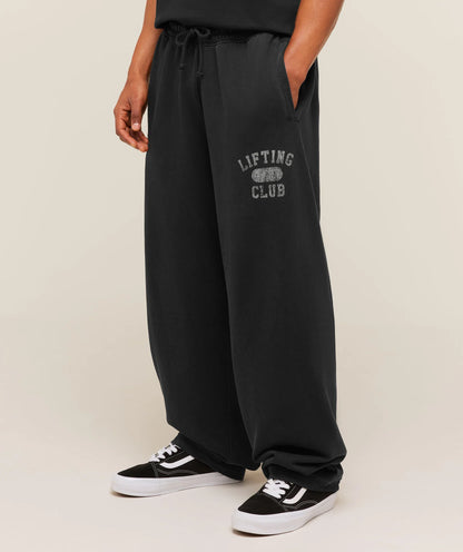 GYMSHARK Retro Collegiate Graphic Wide Leg Pants Black