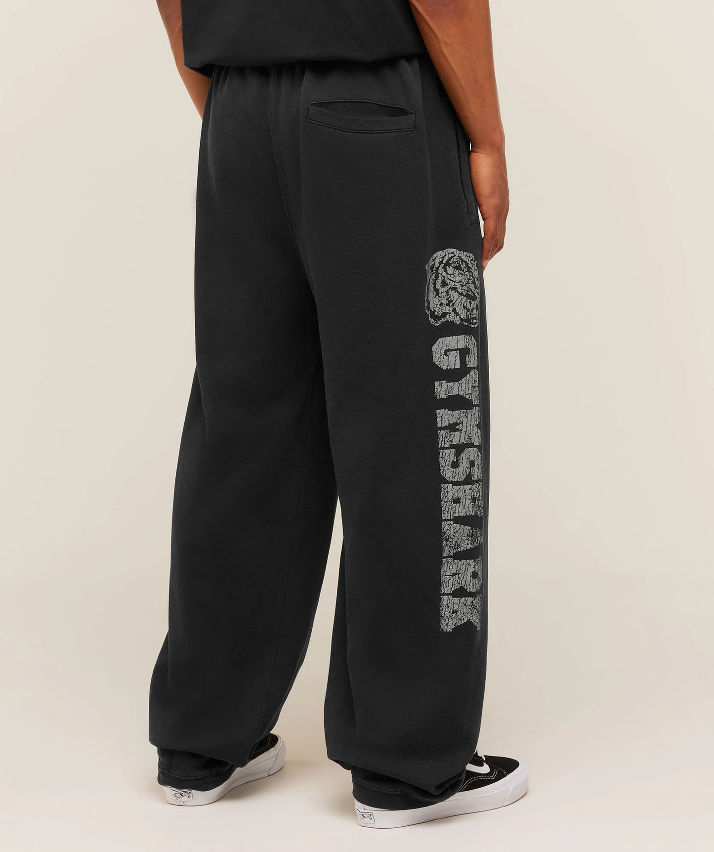GYMSHARK Retro Collegiate Graphic Wide Leg Pants Black