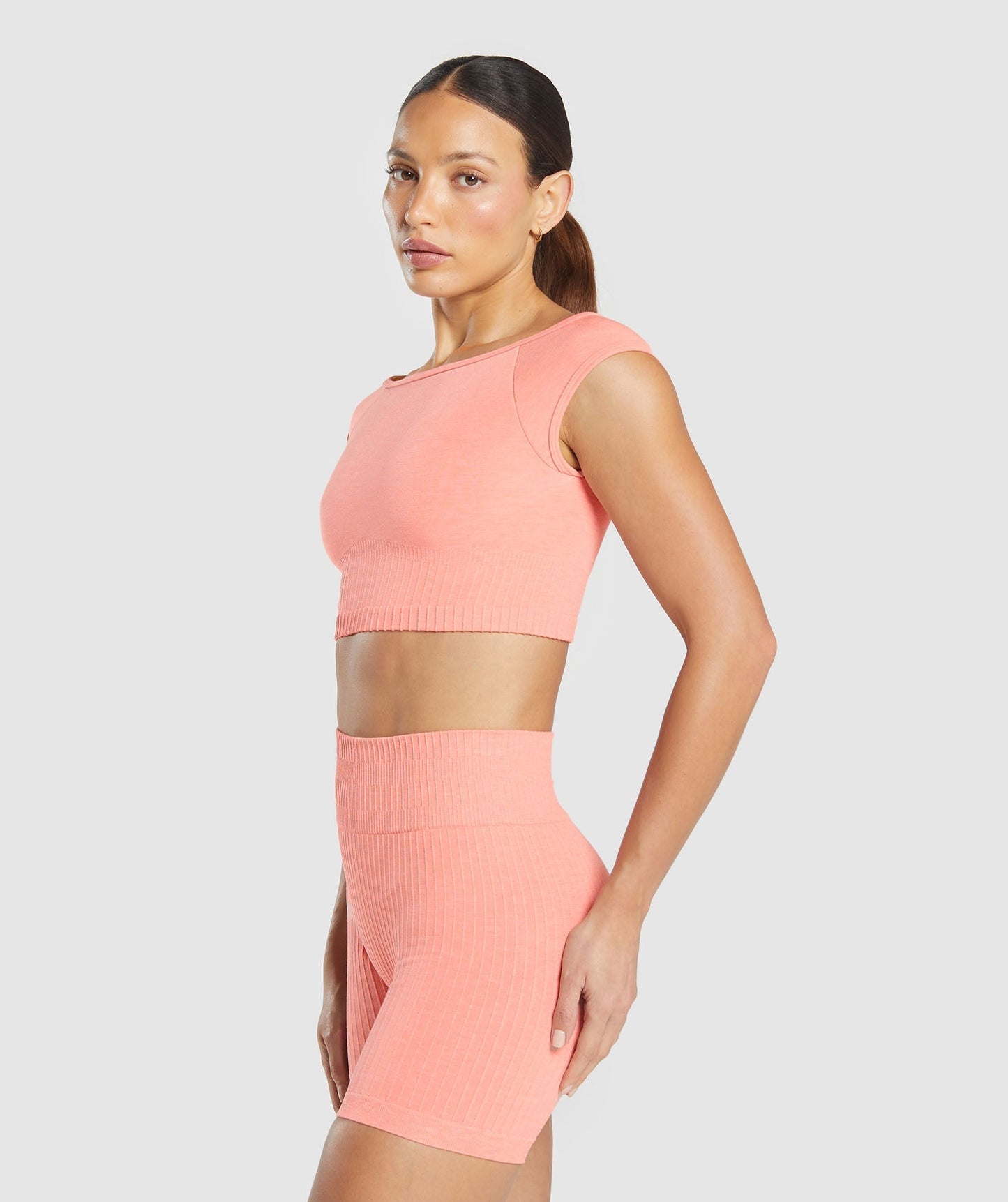 Women's Gymshark Luxe Seamless Boat Neck Crop Top Bros Muted Coral Marl — Gymshark | Authentic India