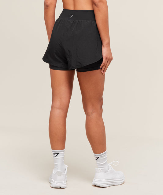 Women's Gymshark Running 2-In-1 Shorts Black — Gymshark | Authentic India