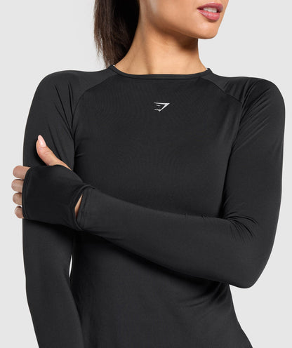 Women's Gymshark Running Long Sleeve Top Black — Gymshark | Authentic India