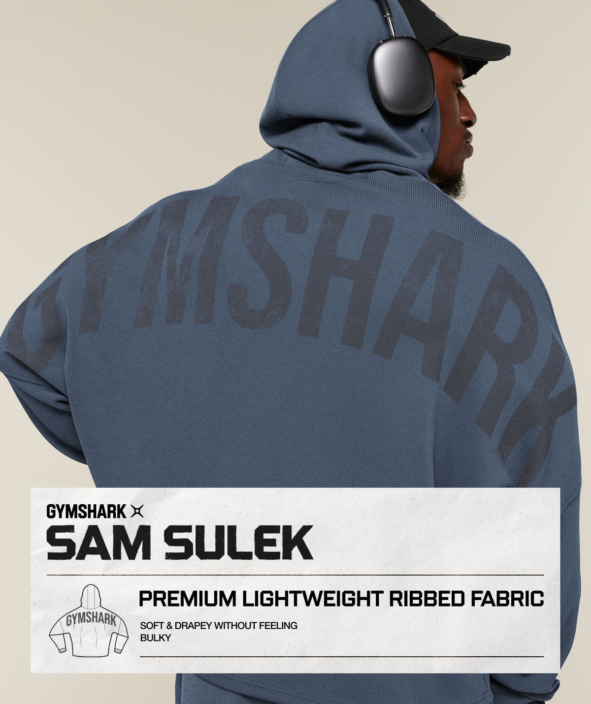 GYMSHARK X SAM SULEK ZIP THROUGH HOODIE - Shadow Blue