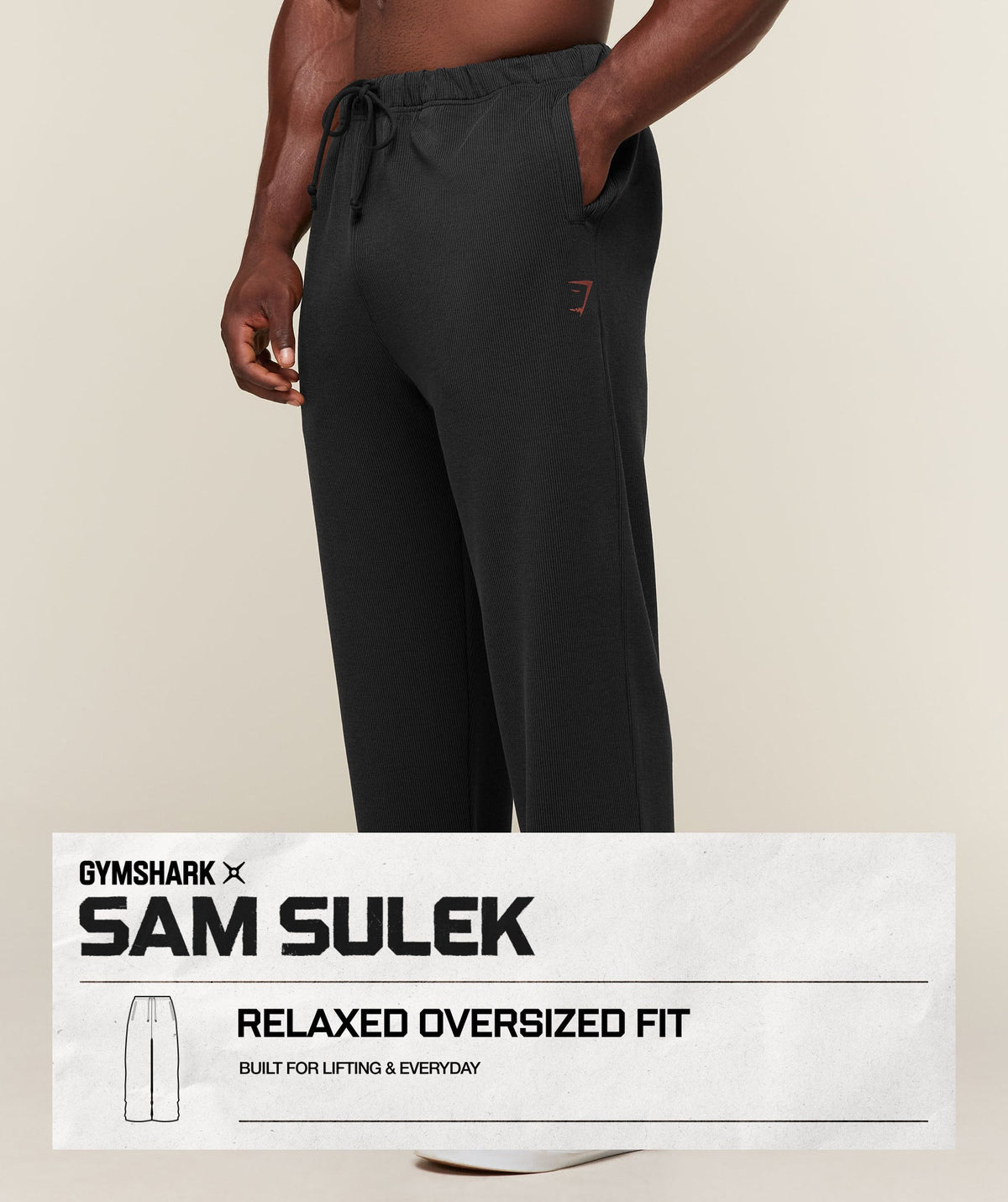 GYMSHARK X SAM SULEK OVERSIZED PANTS - Black