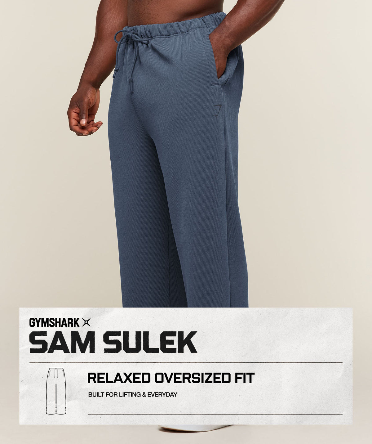 GYMSHARK X SAM SULEK OVERSIZED PANTS - Shadow Blue