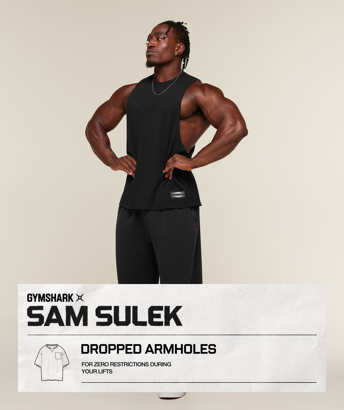 GYMSHARK X SAM SULEK TANK - Black/Wash