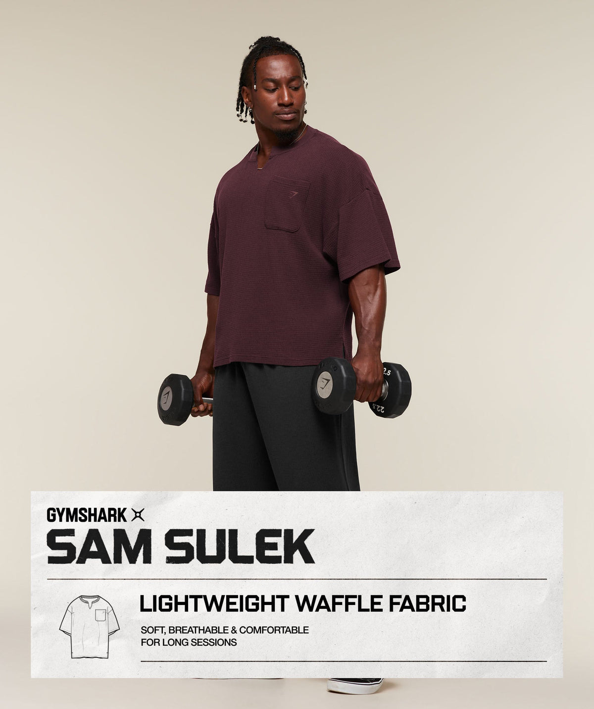 GYMSHARK X SAM SULEK T-SHIRT - Cherry Purple/Wash