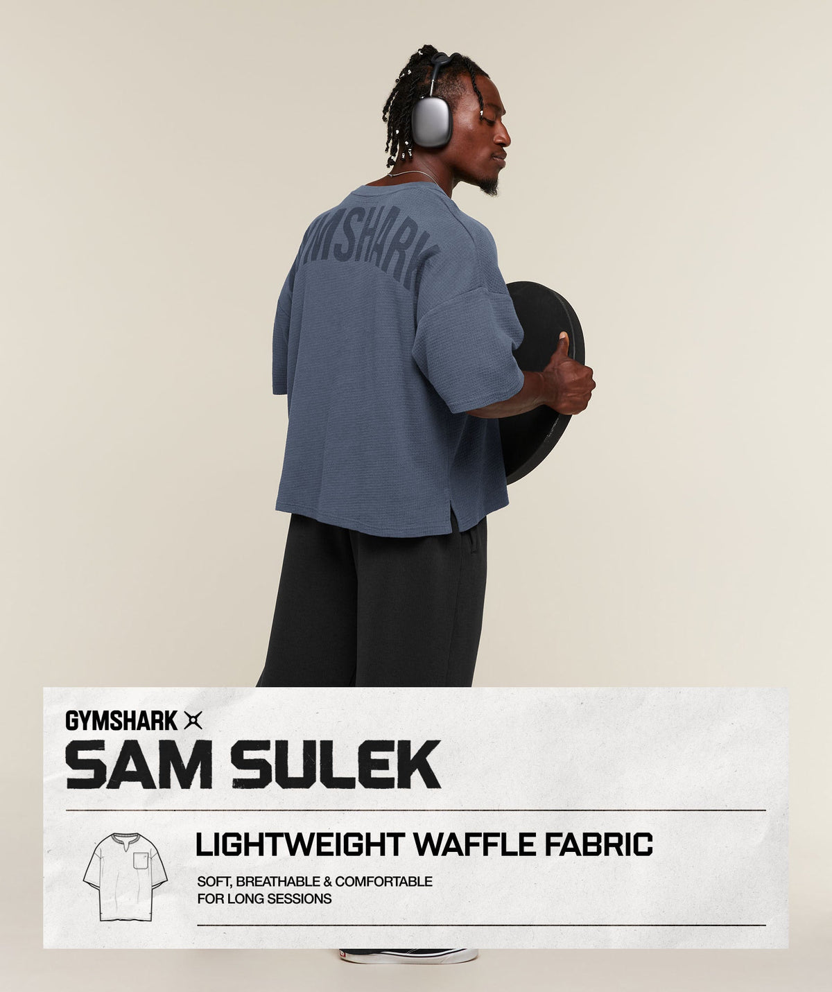GYMSHARK X SAM SULEK T-SHIRT - Shadow Blue/Wash