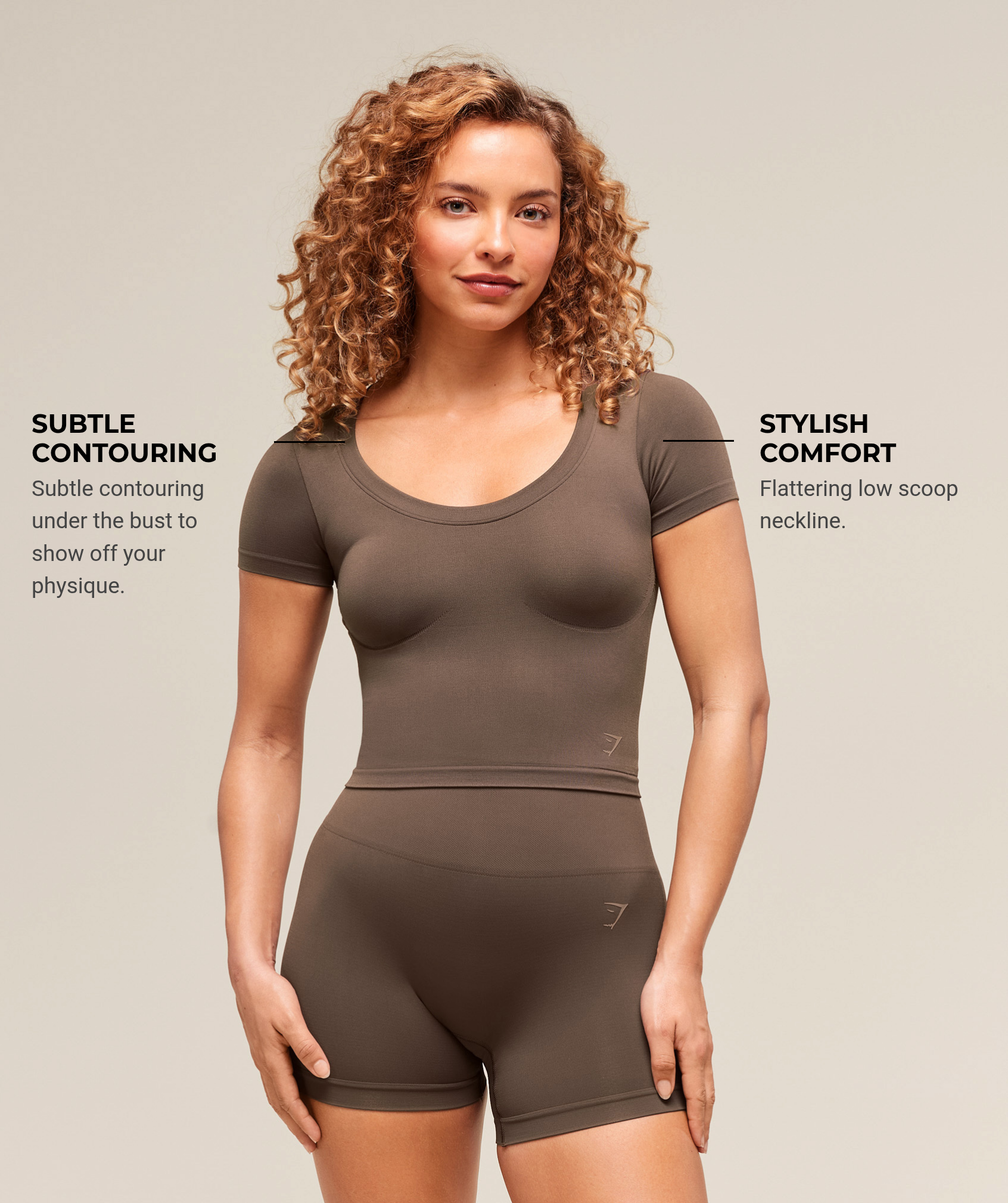 Women's Gymshark Soft Sculpt Midi T-Shirt Walnut Brown — Gymshark | Authentic India