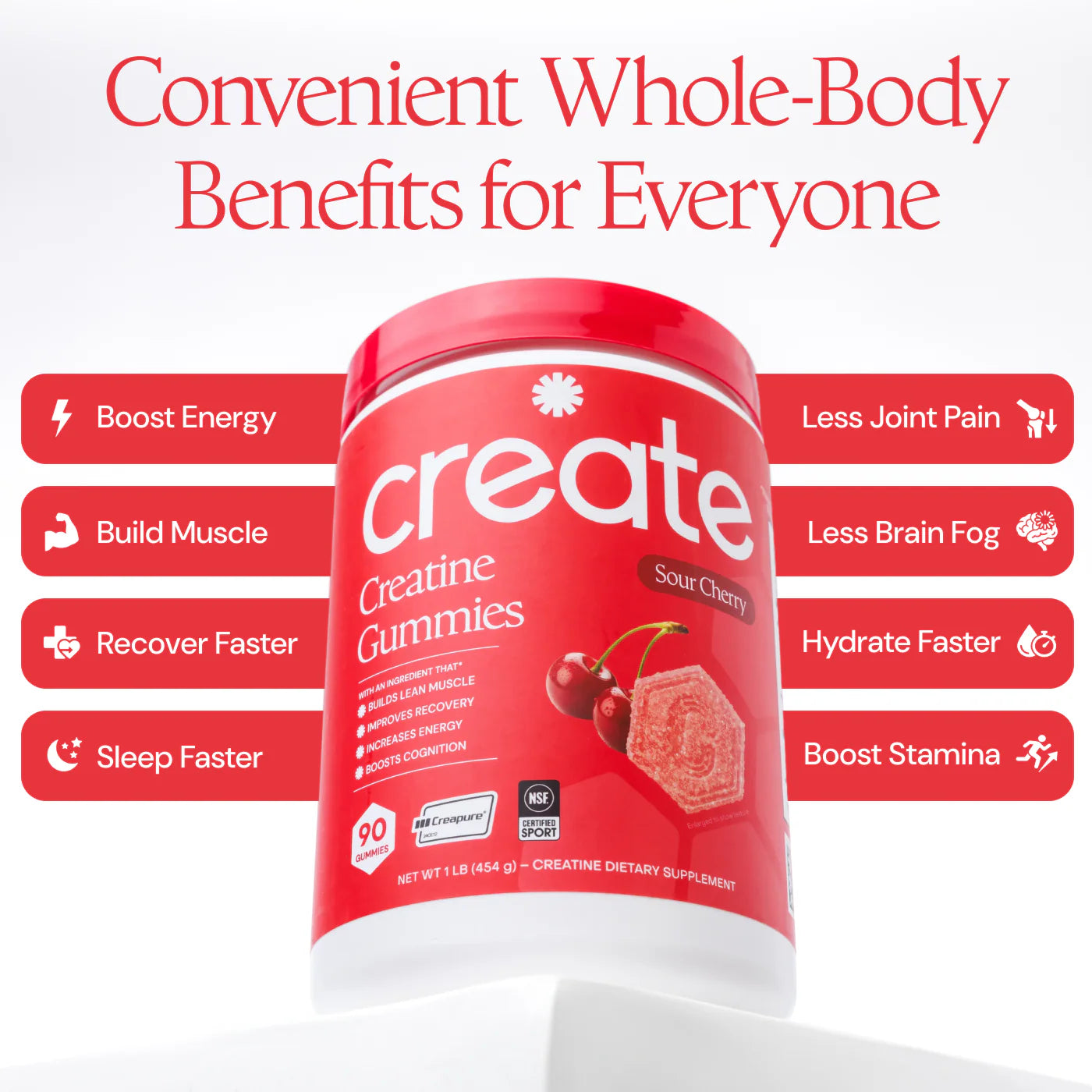 CREATE Creatine Monohydrate Gummies 'Sour Cherry'