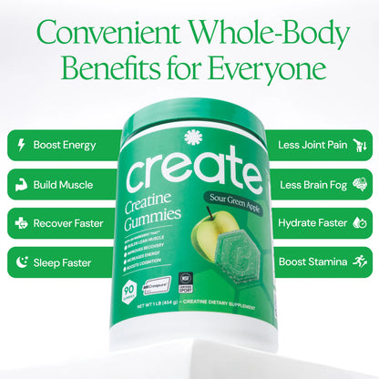 CREATE Creatine Monohydrate Gummies 'Sour Green Apple'