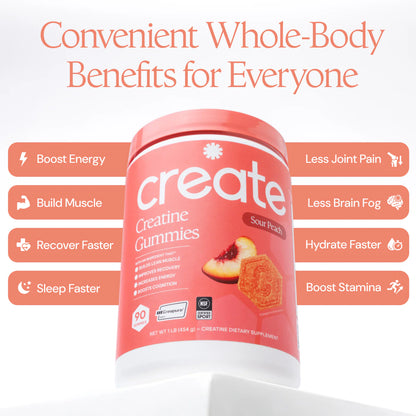 CREATE Creatine Monohydrate Gummies 'Sour Peach'