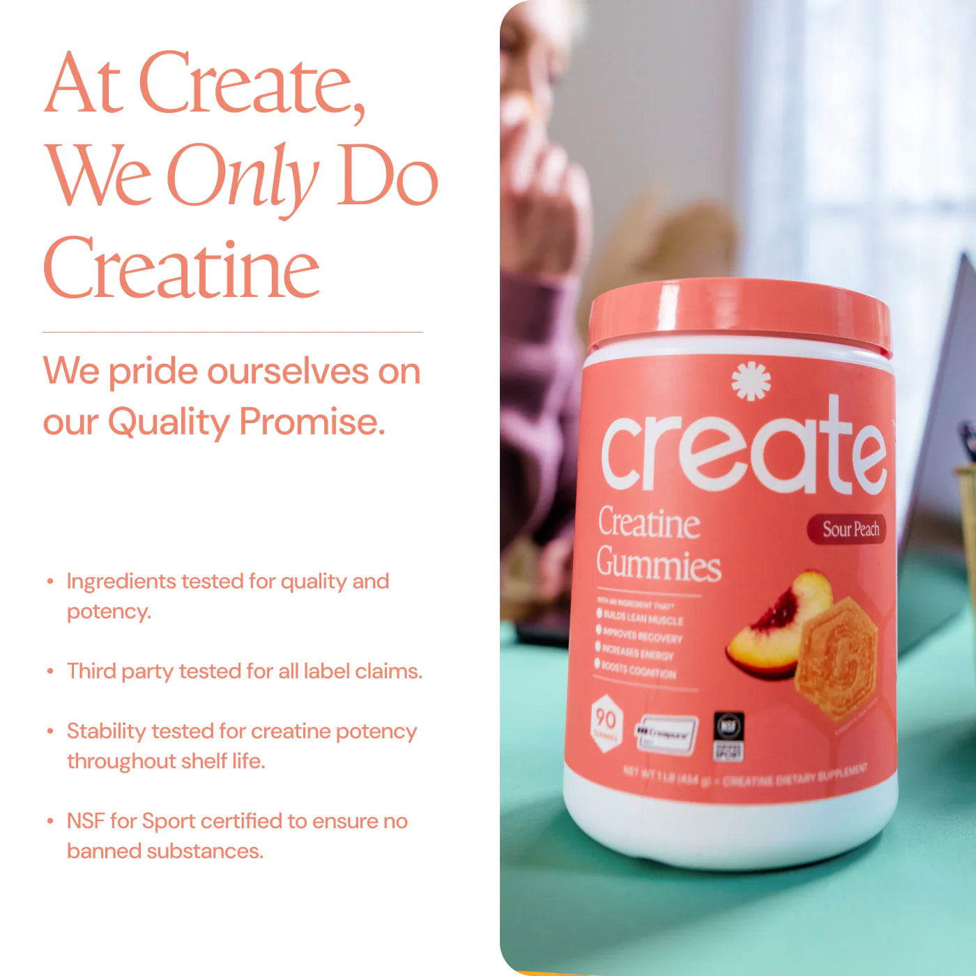 CREATE Creatine Monohydrate Gummies 'Sour Peach'