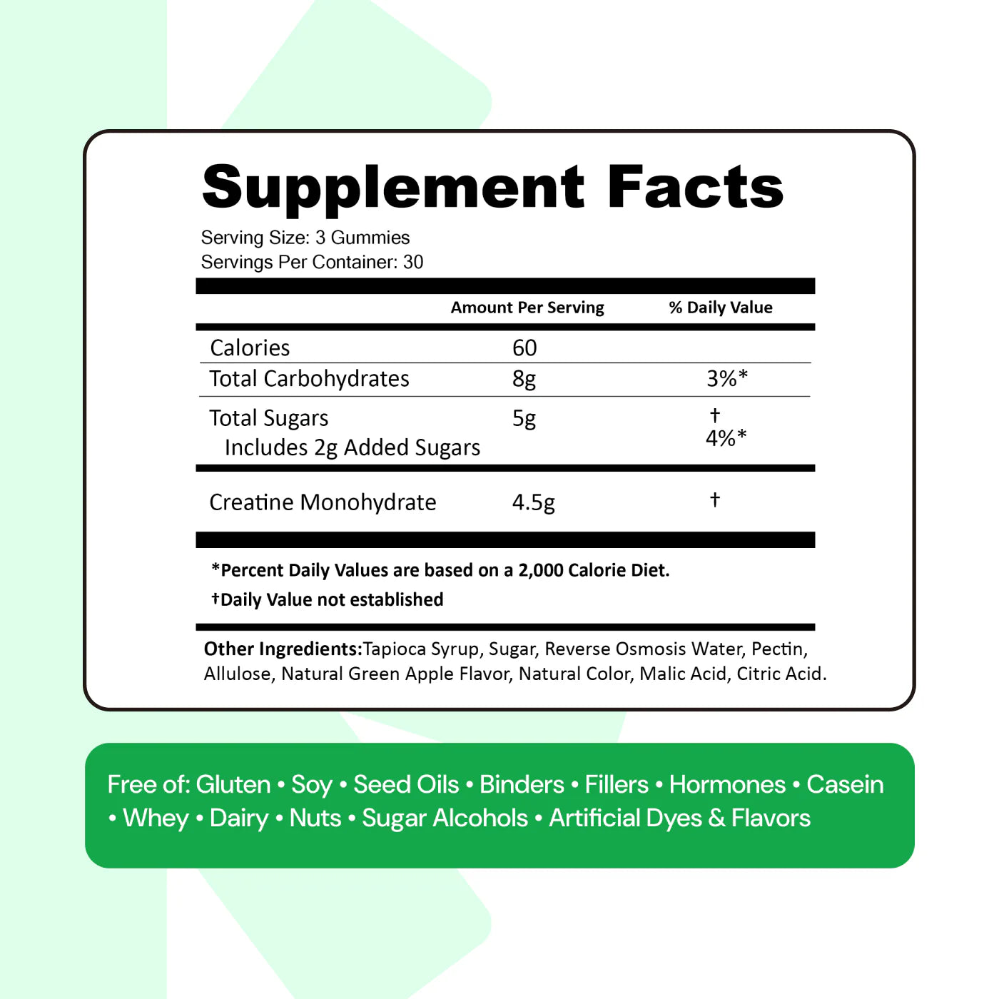 CREATE Creatine Monohydrate Gummies 'Sour Green Apple'