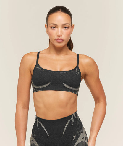 GYMSHARK Storm Seamless Sports Bra Black/Tinted White