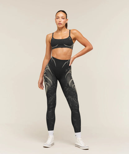GYMSHARK Storm Seamless Sports Bra Black/Tinted White