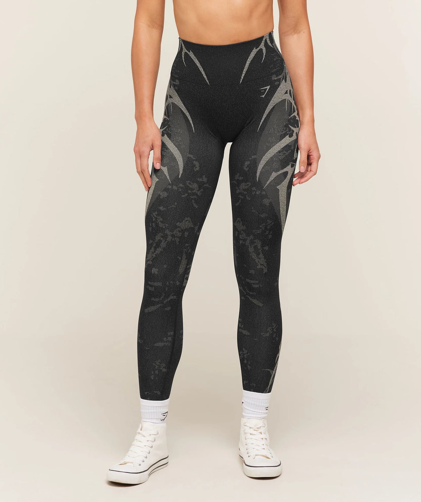 GYMSHARK Storm Seamless Leggings Black/Tinted White