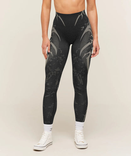 GYMSHARK Storm Seamless Leggings Black/Tinted White