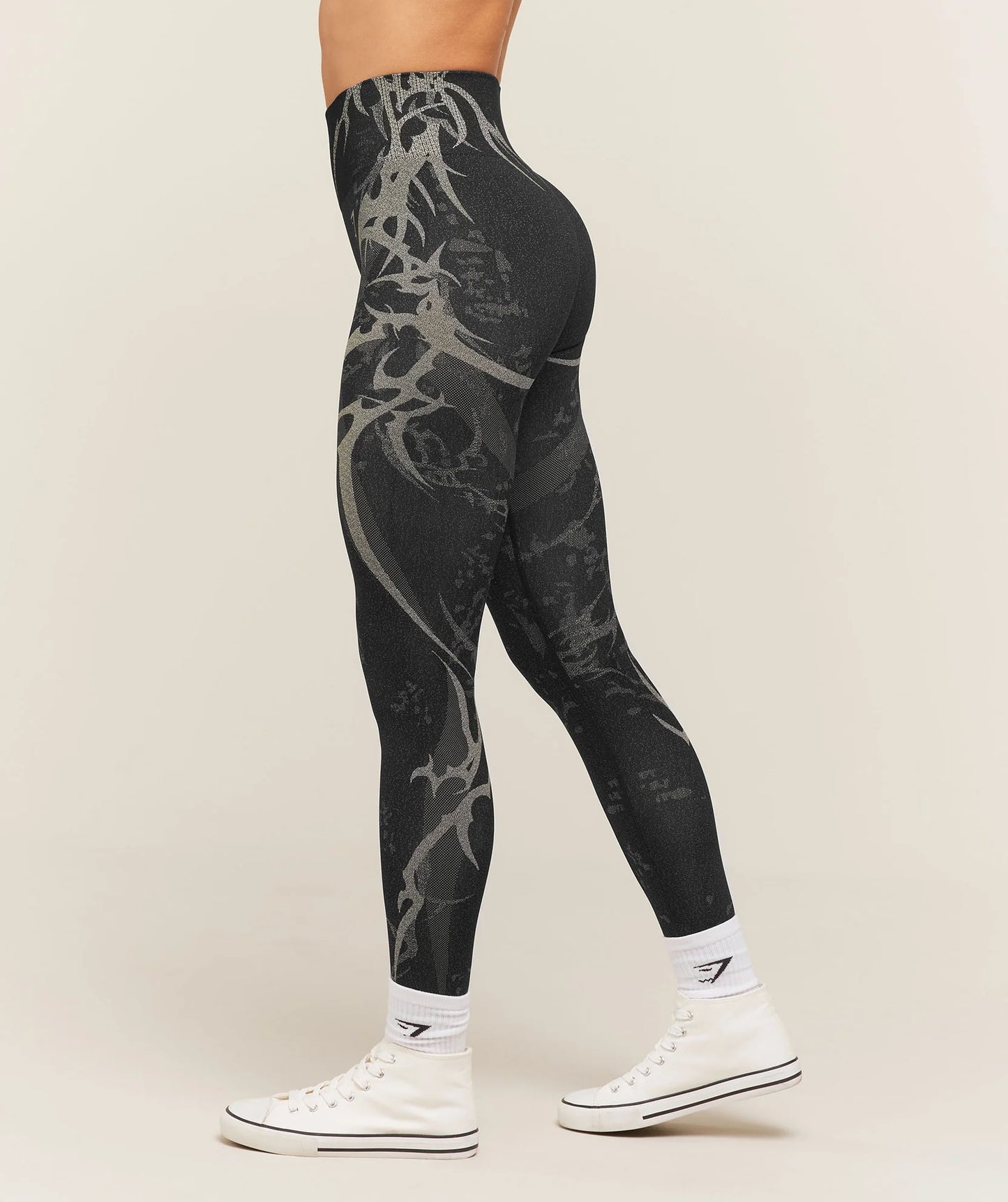 GYMSHARK Storm Seamless Leggings Black/Tinted White