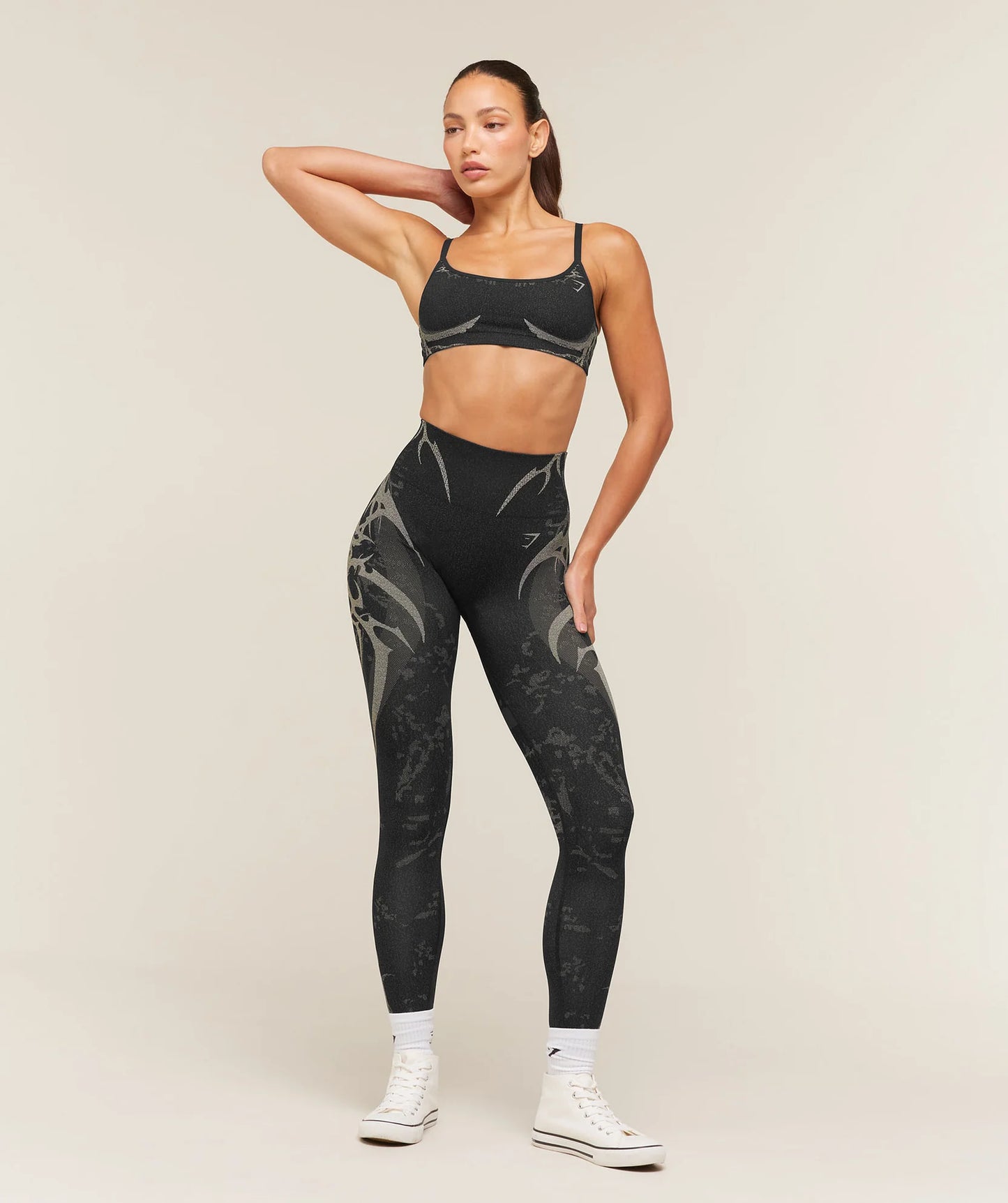 GYMSHARK Storm Seamless Leggings Black/Tinted White