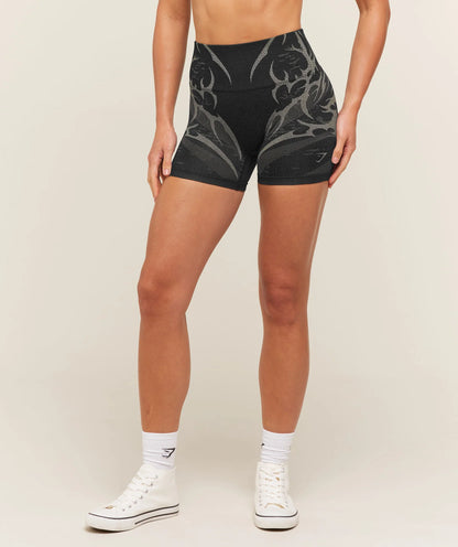 GYMSHARK Storm Seamless Shorts Black/Tinted White