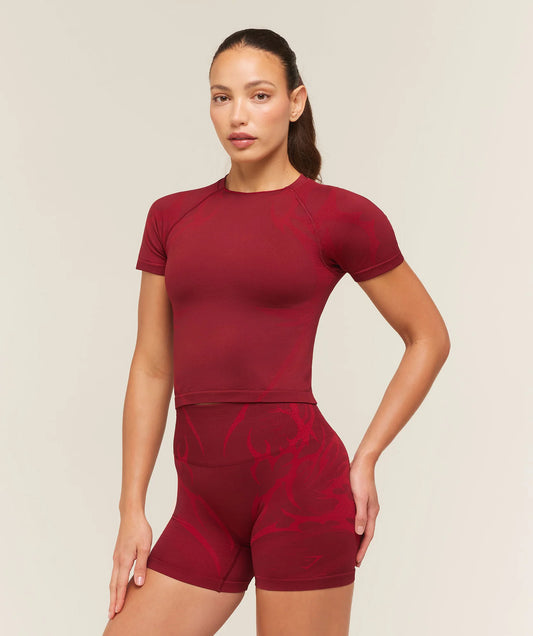 GYMSHARK Storm Seamless Top Sets Red/Carmine Red