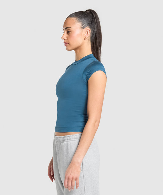Women's Gymshark Supersoft T-Shirt Success Blue — Gymshark | Authentic India