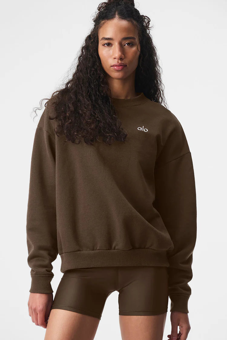 ALO Accolade Crew Neck Pullover Espresso — ALO S | Authentic India