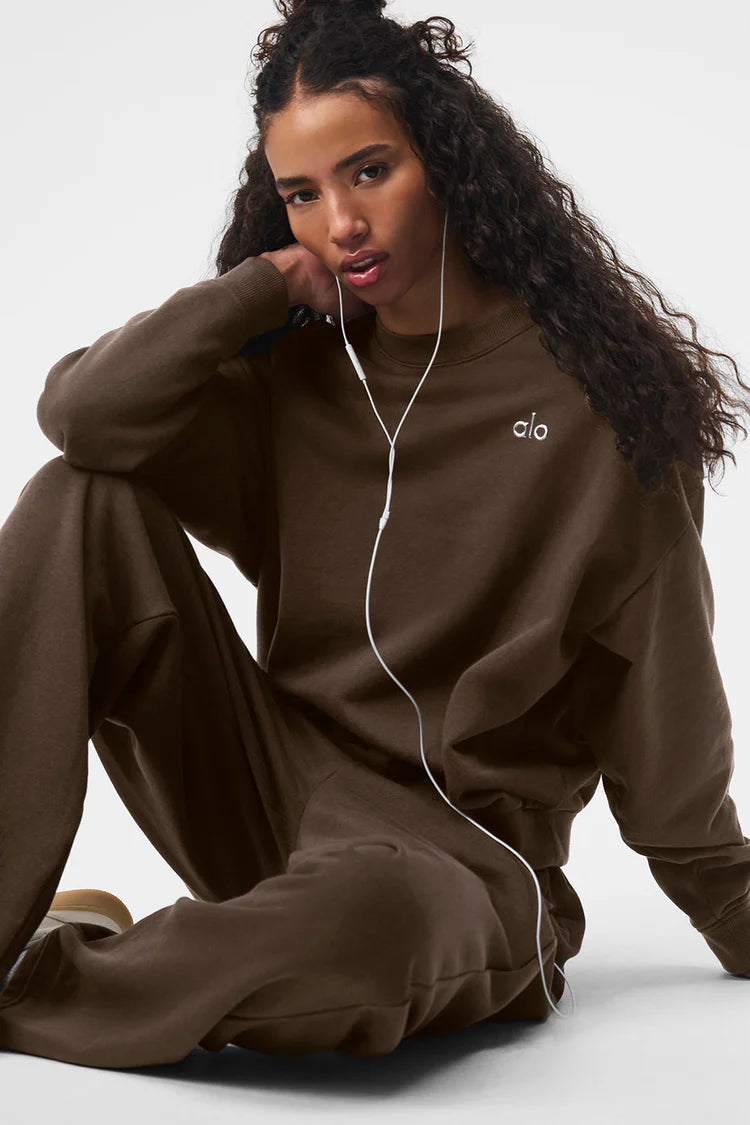 ALO Accolade Crew Neck Pullover Espresso — ALO S | Authentic India